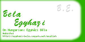 bela egyhazi business card