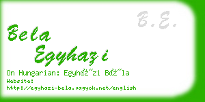 bela egyhazi business card